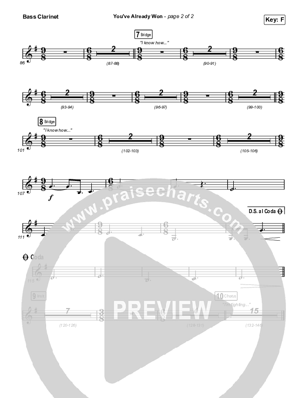 You've Already Won (Unison/2-Part Choir) Bass Clarinet (Shane & Shane / Arr. Erik Foster)
