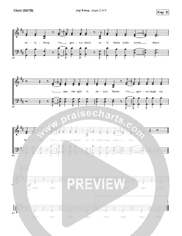 Joy Song Choir Sheet (SATB) (Motion Worship)
