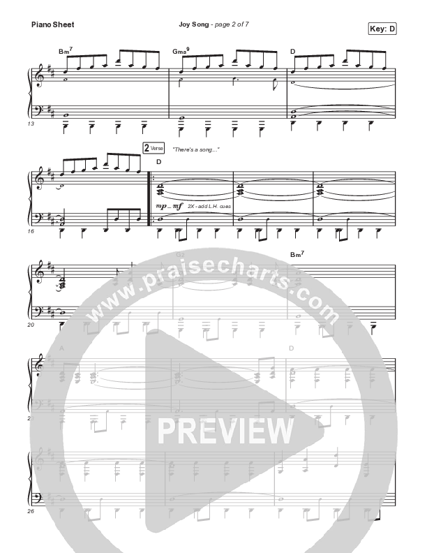 Joy Song Piano Sheet (Motion Worship)