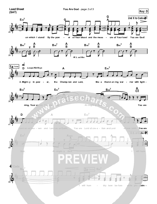 You Are God Lead Sheet (SAT) (Dennis Jernigan)