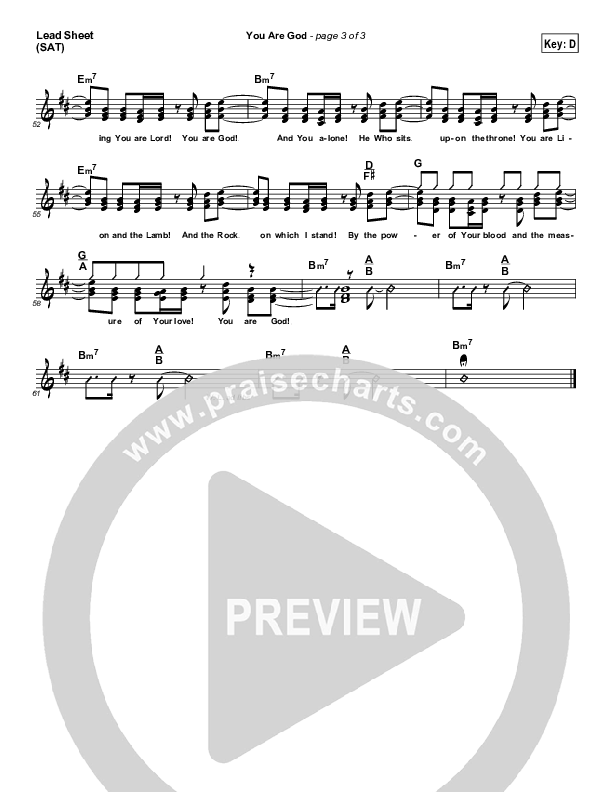 You Are God Lead Sheet (SAT) (Dennis Jernigan)