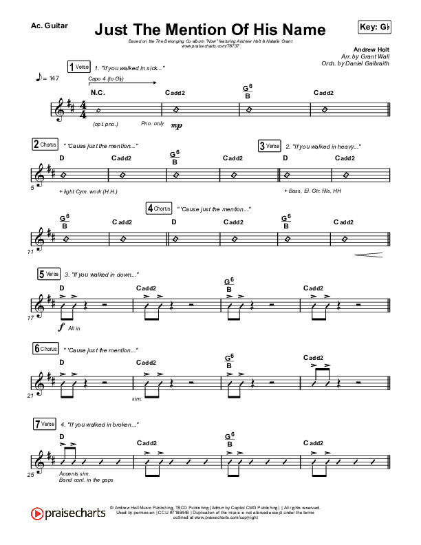 Just The Mention Of His Name (Live) Acoustic Guitar (The Belonging Co / Andrew Holt / Natalie Grant)