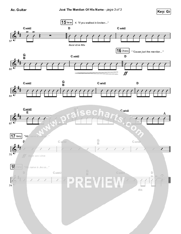 Just The Mention Of His Name (Live) Acoustic Guitar (The Belonging Co / Andrew Holt / Natalie Grant)