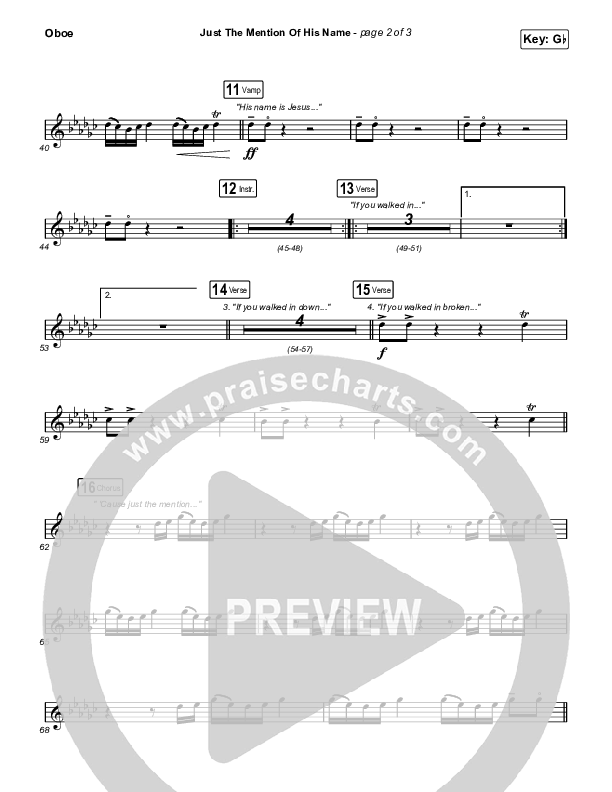 Just The Mention Of His Name (Live) Oboe (The Belonging Co / Andrew Holt / Natalie Grant)