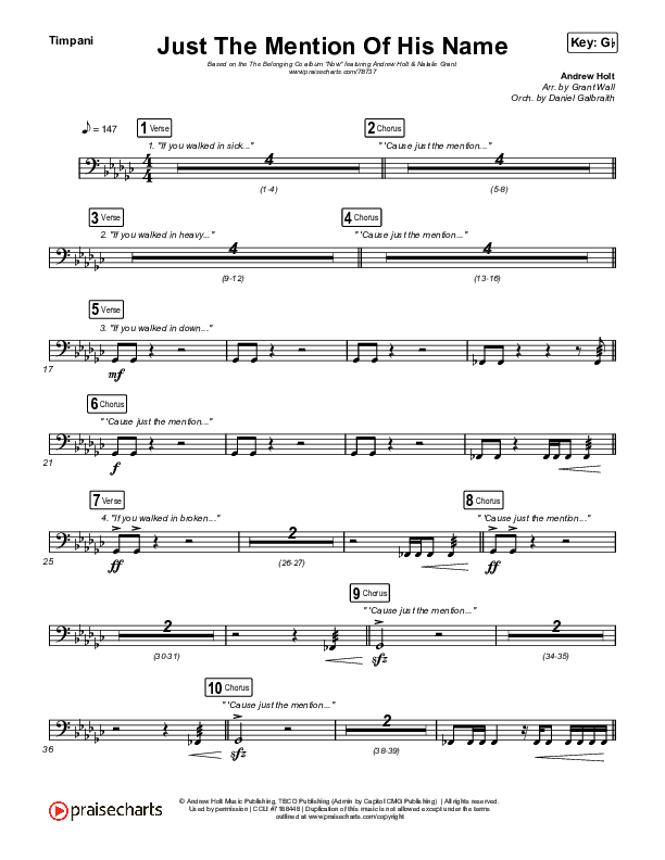 Just The Mention Of His Name (Live) Timpani (The Belonging Co / Andrew Holt / Natalie Grant)