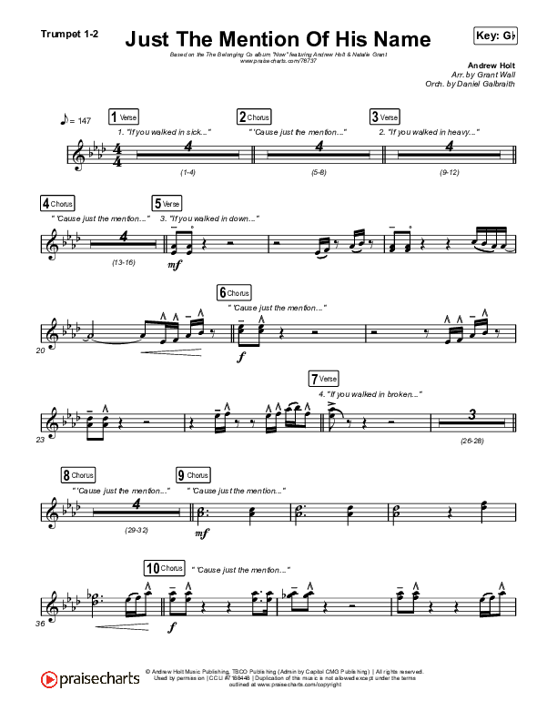 Just The Mention Of His Name (Live) Brass Pack (The Belonging Co / Andrew Holt / Natalie Grant)