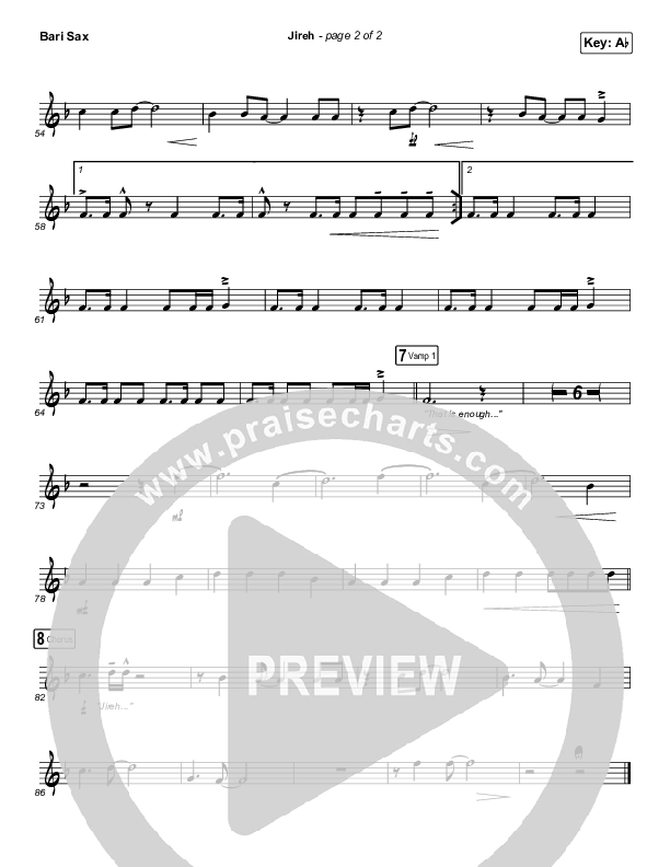 Jireh (Sing It Now SATB) Bari Sax (Maverick City Music / Elevation Worship / Arr. Mason Brown)