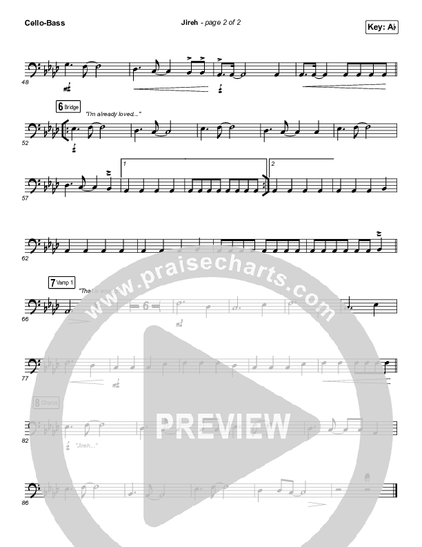 Jireh (Sing It Now SATB) Cello/Bass (Maverick City Music / Elevation Worship / Arr. Mason Brown)