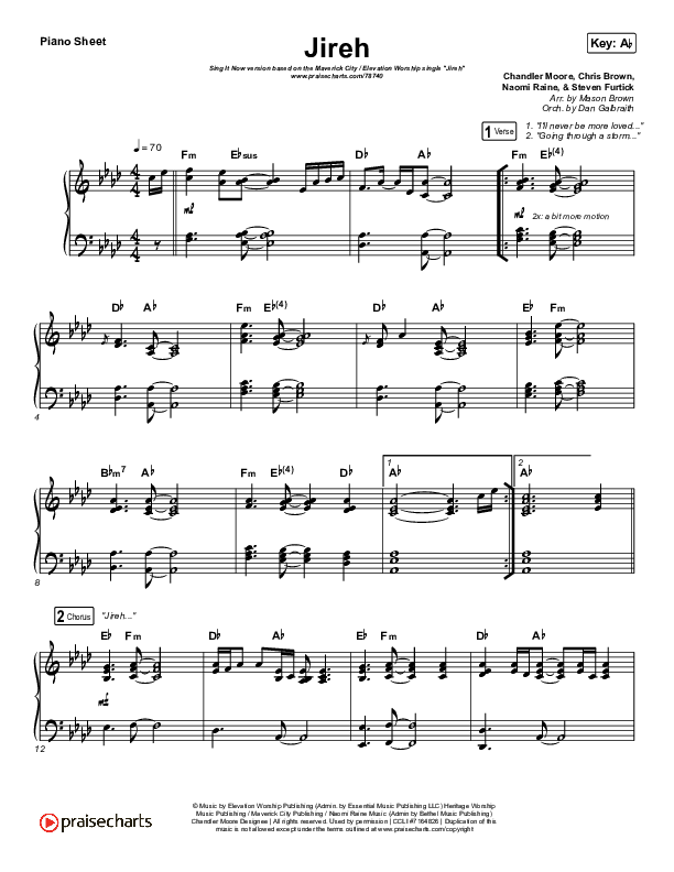 Jireh (Sing It Now SATB) Piano Sheet (Maverick City Music / Elevation Worship / Arr. Mason Brown)