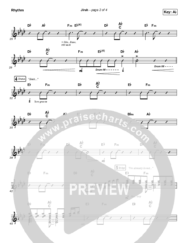 Jireh (Sing It Now) Rhythm Chart (Maverick City Music / Elevation Worship / Arr. Mason Brown)