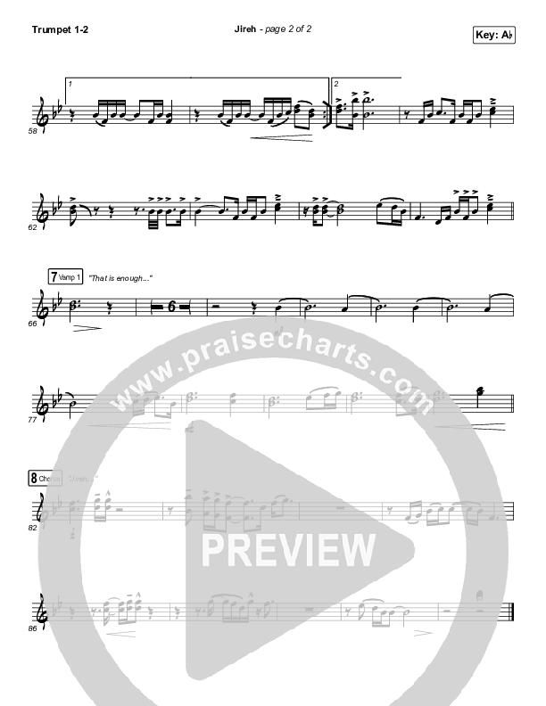 Jireh (Sing It Now SATB) Trumpet 1,2 (Maverick City Music / Elevation Worship / Arr. Mason Brown)