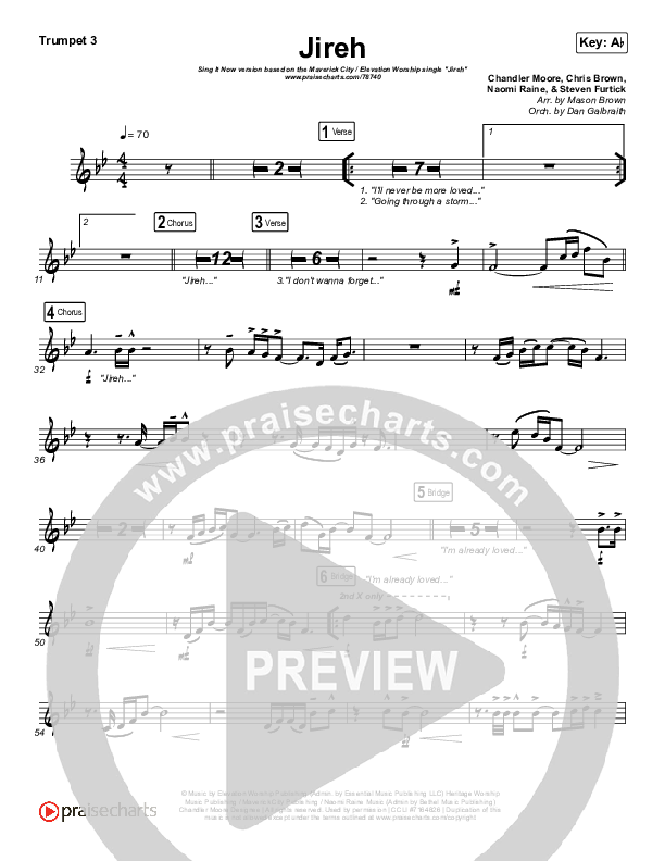 Jireh (Sing It Now SATB) Trumpet 3 (Maverick City Music / Elevation Worship / Arr. Mason Brown)