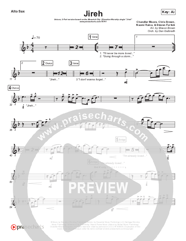 Jireh (Unison/2-Part Choir) Sax Pack (Maverick City Music / Elevation Worship / Arr. Mason Brown)