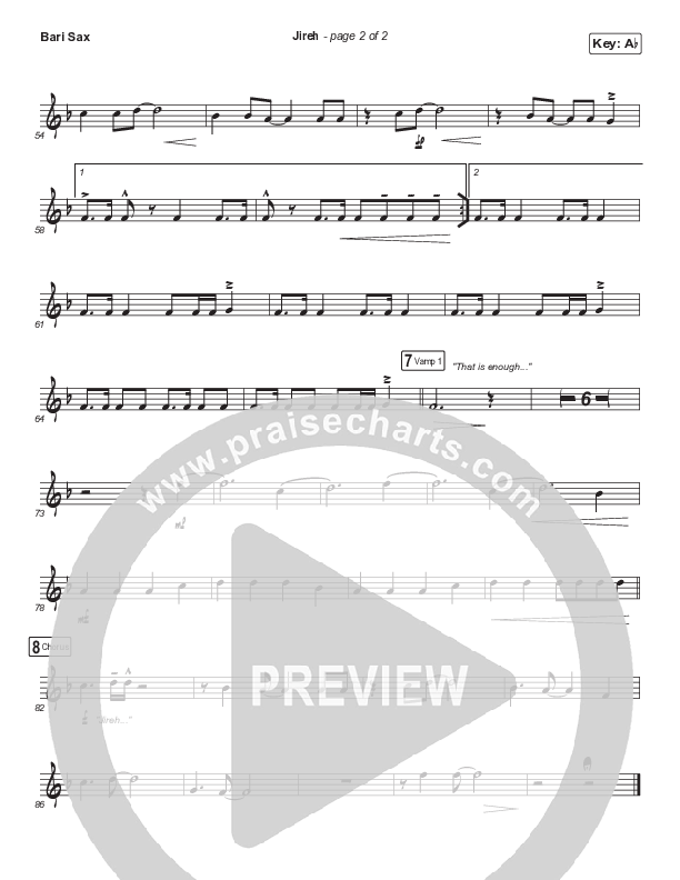 Jireh (Unison/2-Part Choir) Bari Sax (Maverick City Music / Elevation Worship / Arr. Mason Brown)