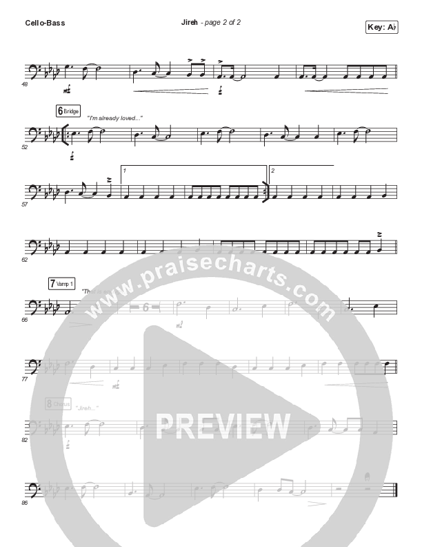 Jireh (Unison/2-Part Choir) Cello/Bass (Maverick City Music / Elevation Worship / Arr. Mason Brown)
