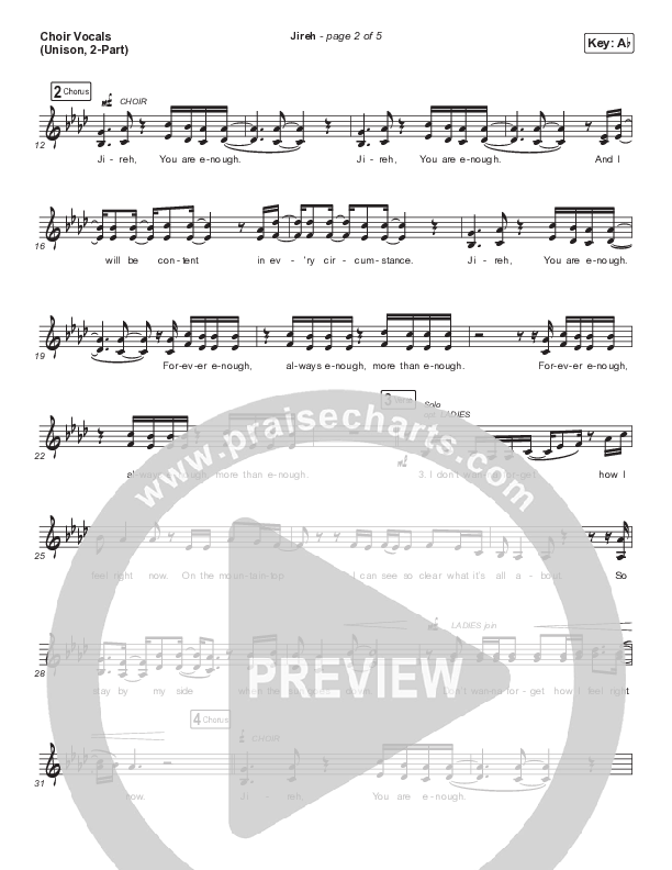 Jireh (Unison/2-Part Choir) Choir Vocals (Uni/2-Part) (Maverick City Music / Elevation Worship / Arr. Mason Brown)