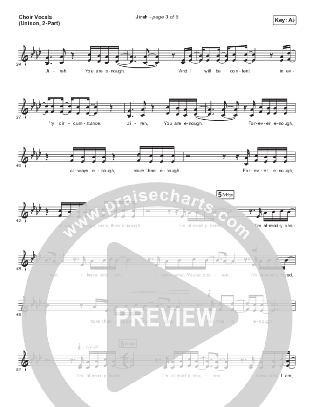 Jireh (Unison/2-Part Choir) Choir Vocals (Uni/2-Part) (Maverick City Music / Elevation Worship / Arr. Mason Brown)
