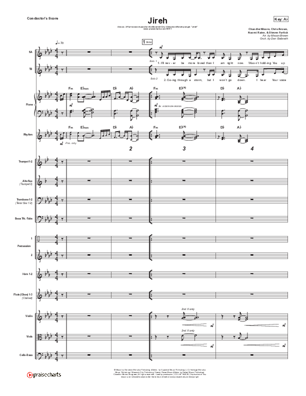 Jireh (Unison/2-Part Choir) Orchestration (Maverick City Music / Elevation Worship / Arr. Mason Brown)