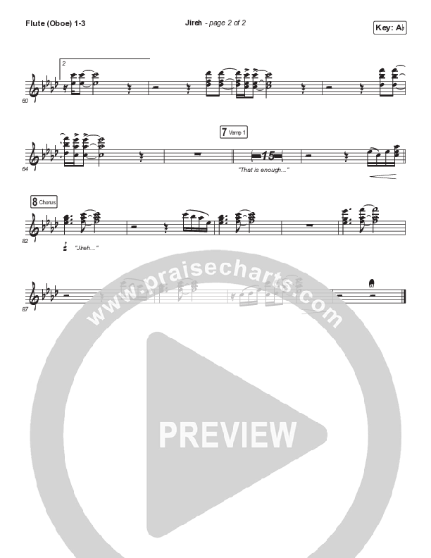 Jireh (Unison/2-Part Choir) Flute/Oboe 1/2/3 (Maverick City Music / Elevation Worship / Arr. Mason Brown)