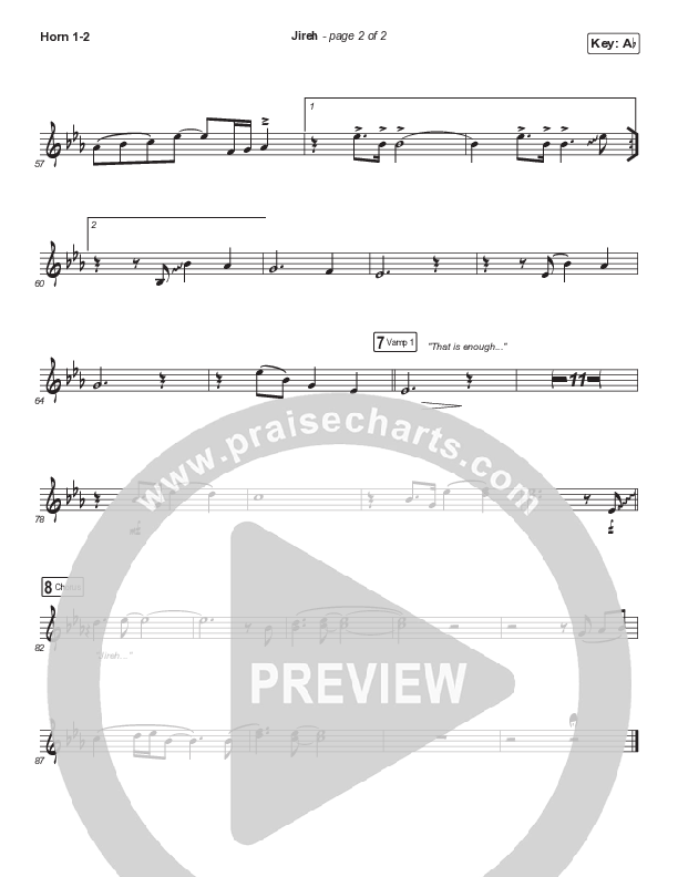 Jireh (Unison/2-Part Choir) French Horn 1/2 (Maverick City Music / Elevation Worship / Arr. Mason Brown)