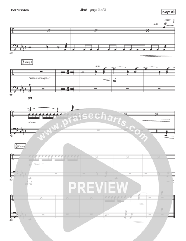 Jireh (Unison/2-Part Choir) Percussion (Maverick City Music / Elevation Worship / Arr. Mason Brown)