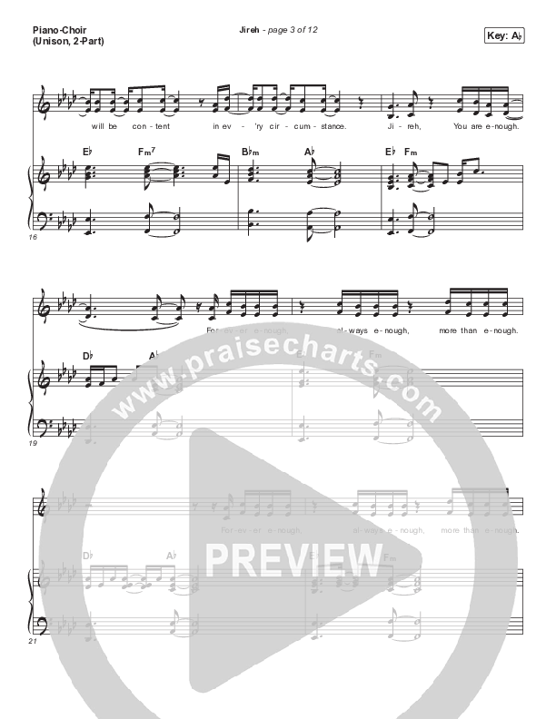 Jireh (Unison/2-Part Choir) Piano/Choir (Uni/2-Part) (Maverick City Music / Elevation Worship / Arr. Mason Brown)