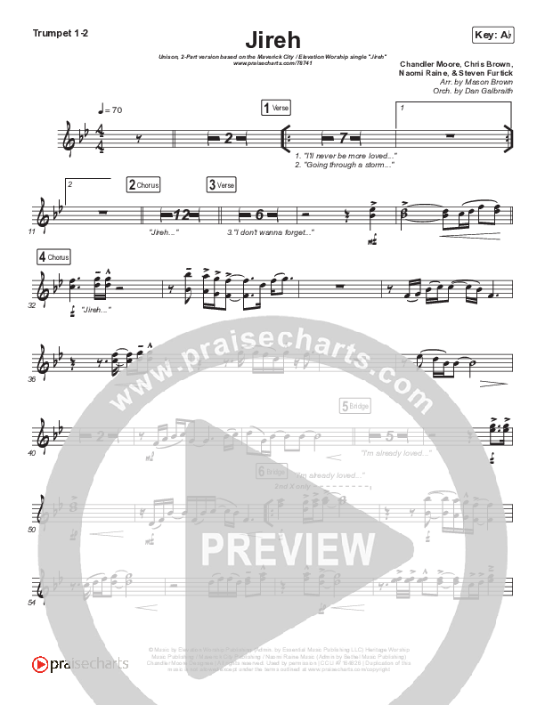 Jireh (Unison/2-Part Choir) Brass Pack (Maverick City Music / Elevation Worship / Arr. Mason Brown)