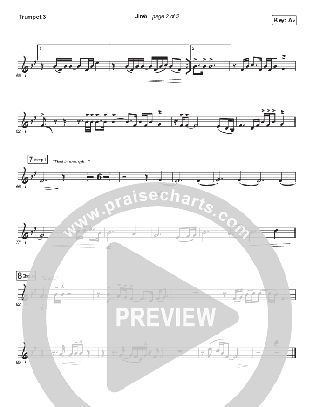 Jireh (Unison/2-Part Choir) Trumpet 3 (Maverick City Music / Elevation Worship / Arr. Mason Brown)