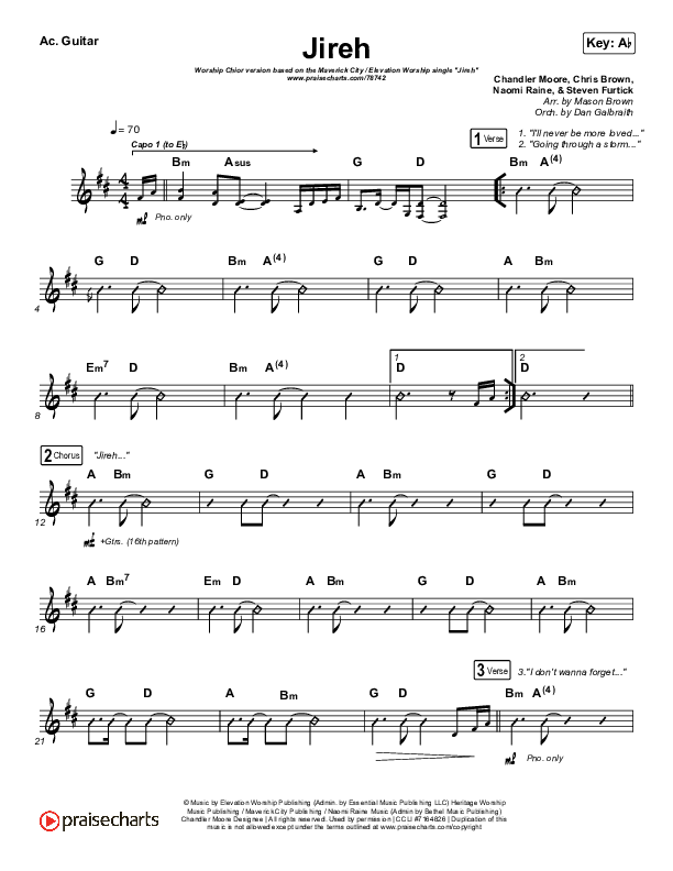 Jireh (Worship Choir SAB) Acoustic Guitar (Maverick City Music / Elevation Worship / Arr. Mason Brown)