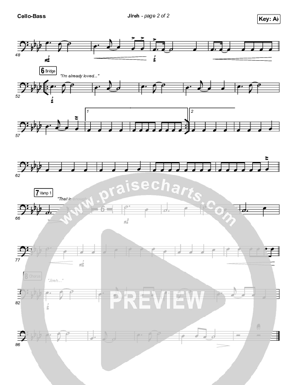 Jireh (Worship Choir SAB) Cello/Bass (Maverick City Music / Elevation Worship / Arr. Mason Brown)