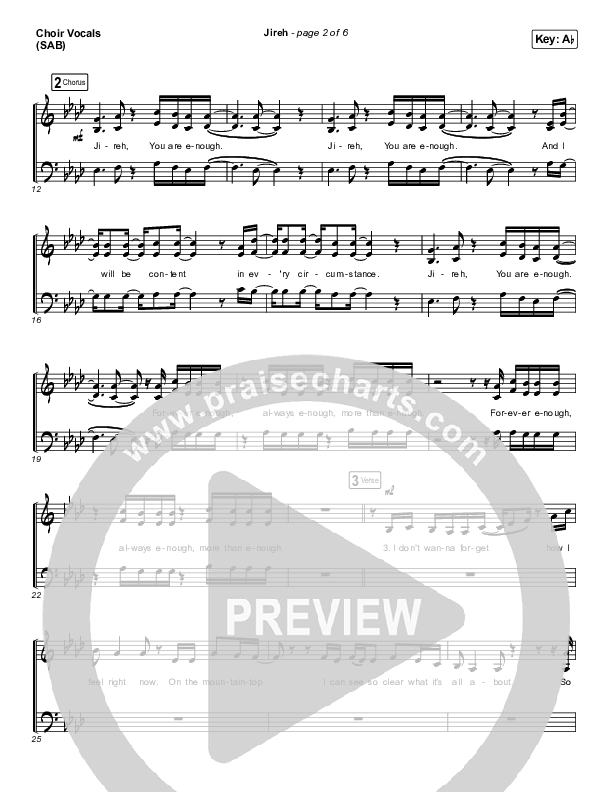 Jireh (Worship Choir SAB) Choir Sheet (SAB) (Maverick City Music / Elevation Worship / Arr. Mason Brown)