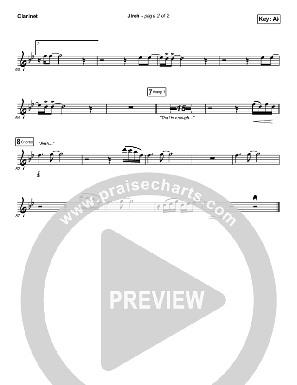 Jireh (Worship Choir SAB) Clarinet (Maverick City Music / Elevation Worship / Arr. Mason Brown)