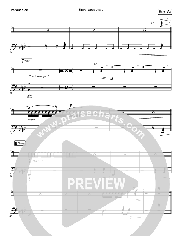 Jireh (Worship Choir SAB) Percussion (Maverick City Music / Elevation Worship / Arr. Mason Brown)