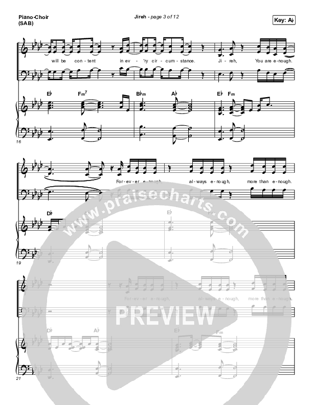 Jireh (Worship Choir/SAB) Piano/Choir (SAB) (Maverick City Music / Elevation Worship / Arr. Mason Brown)