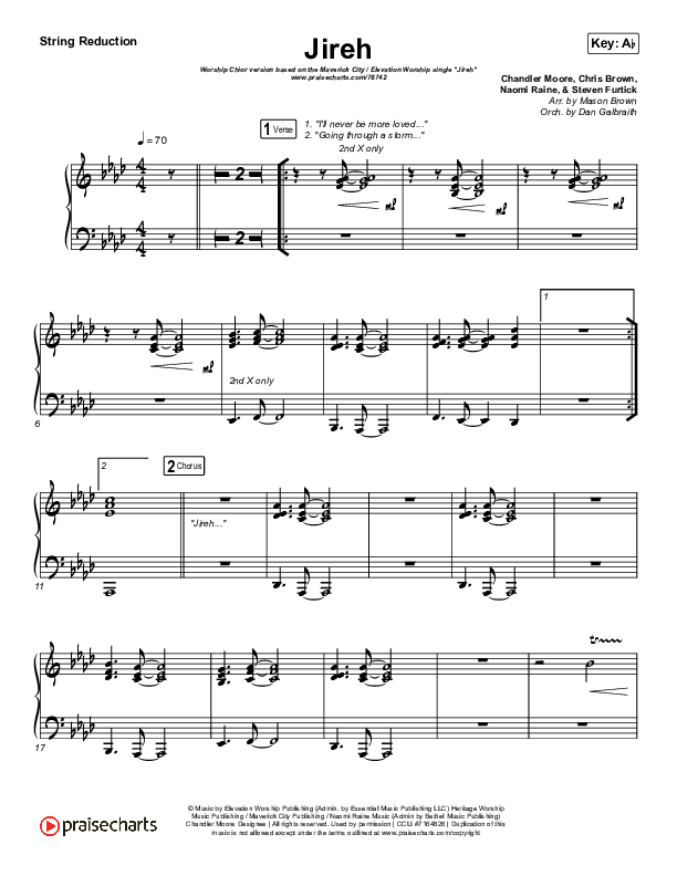 Jireh (Worship Choir SAB) String Reduction (Maverick City Music / Elevation Worship / Arr. Mason Brown)