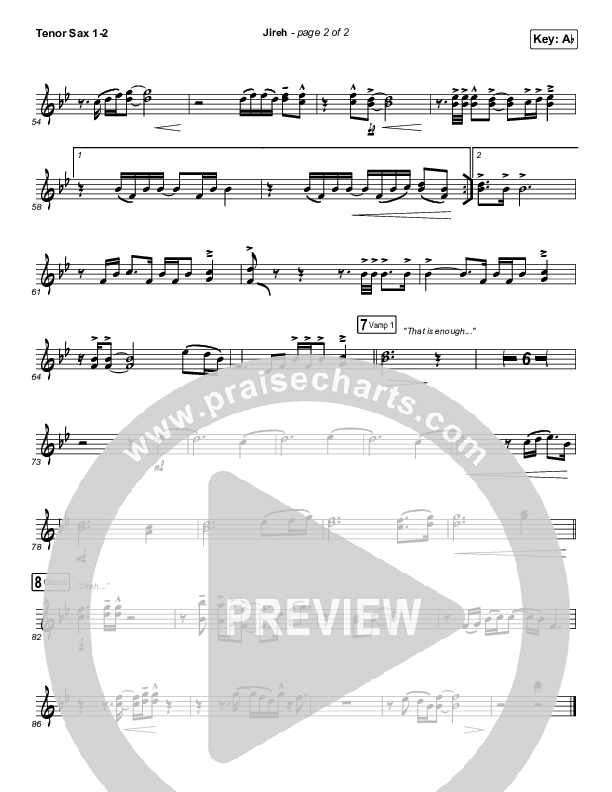 Jireh (Worship Choir SAB) Tenor Sax 1/2 (Maverick City Music / Elevation Worship / Arr. Mason Brown)