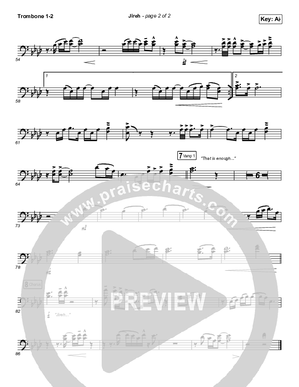Jireh (Worship Choir SAB) Trombone 1/2 (Maverick City Music / Elevation Worship / Arr. Mason Brown)