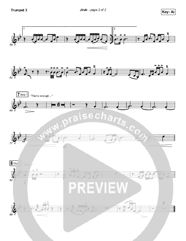 Jireh (Worship Choir SAB) Trumpet 3 (Maverick City Music / Elevation Worship / Arr. Mason Brown)