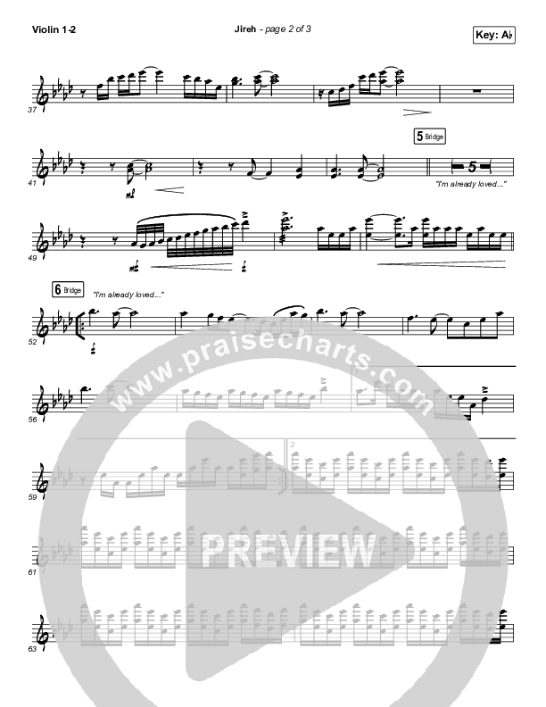 Jireh (Worship Choir SAB) Violin 1/2 (Maverick City Music / Elevation Worship / Arr. Mason Brown)