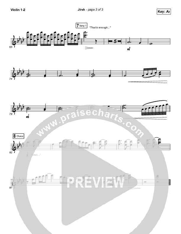 Jireh (Worship Choir SAB) Violin 1/2 (Maverick City Music / Elevation Worship / Arr. Mason Brown)