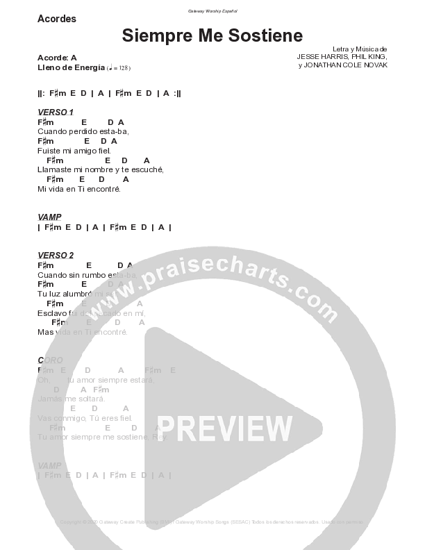 Siempre Me Sostiene Chord Chart (Gateway Worship Español / Armando Sanchez)