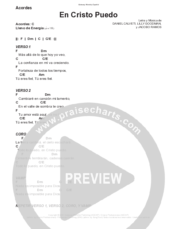 En Cristo Puedo Chord Chart (Gateway Worship Español / Josh Morales)
