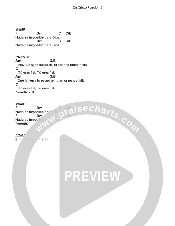 En Cristo Puedo Chord Chart (Gateway Worship Español / Josh Morales)