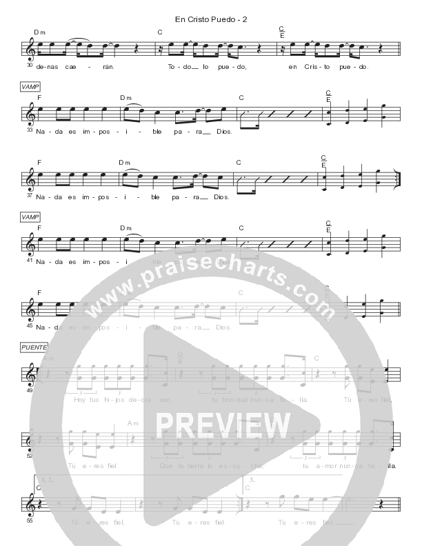 En Cristo Puedo Lead Sheet Melody (Gateway Worship Español / Josh Morales)
