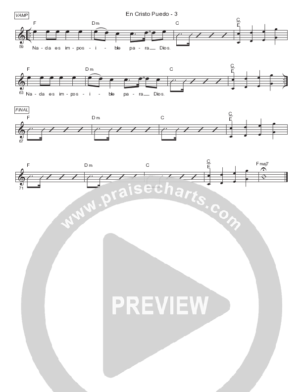 En Cristo Puedo Lead Sheet Melody (Gateway Worship Español / Josh Morales)