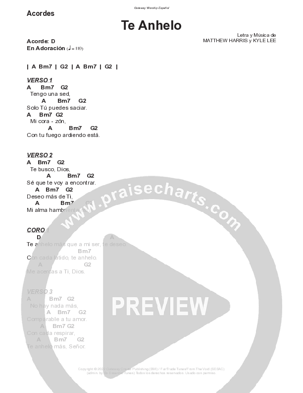 Te Anhelo Chord Chart (Gateway Worship Español / Becky Collazos)