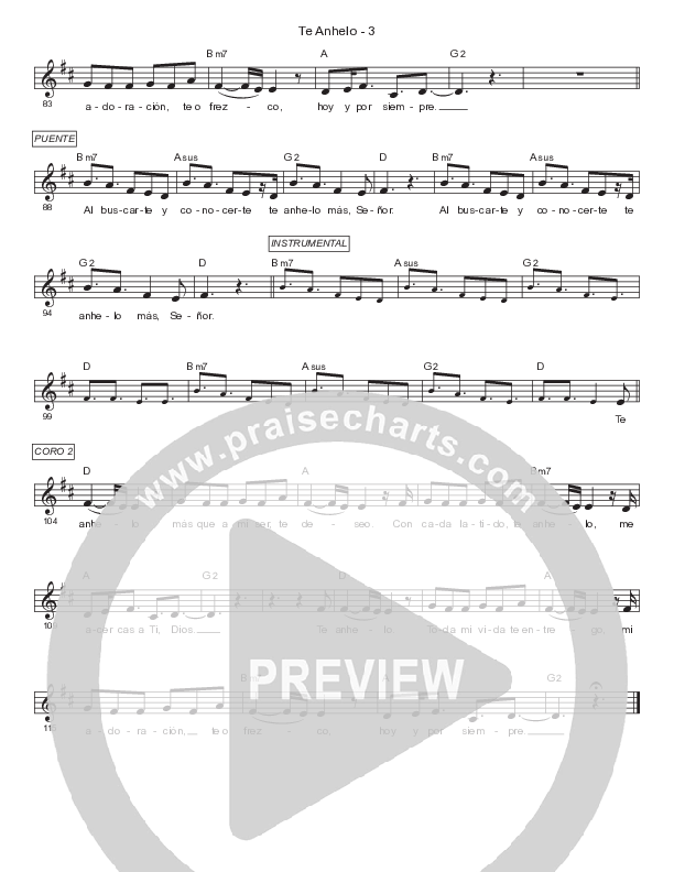 Te Anhelo Lead Sheet Melody (Gateway Worship Español / Becky Collazos)