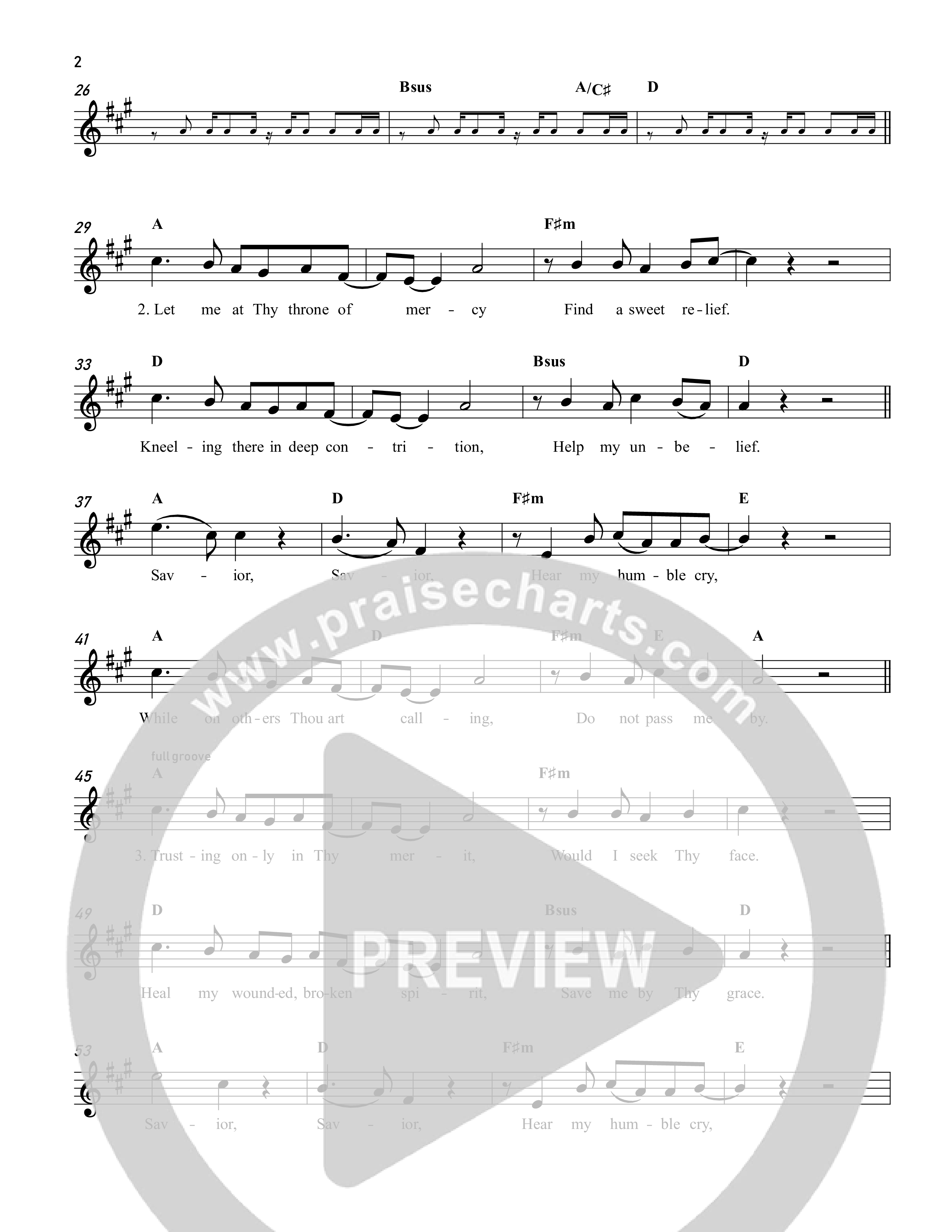 Pass Me Not O Gentle Savior Lead Sheet Melody (Reawaken Hymns)