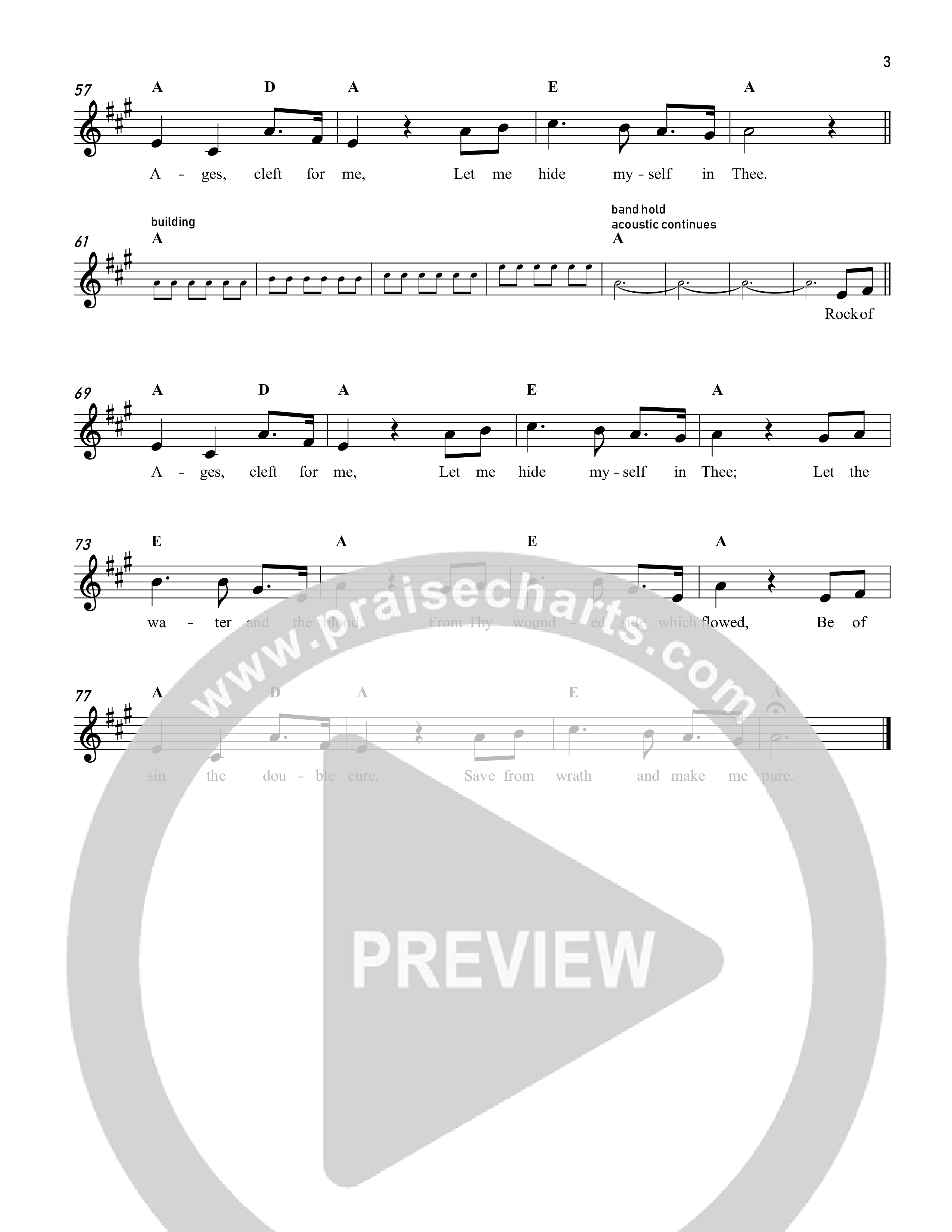 Rock Of Ages Lead Sheet Melody (Reawaken Hymns)