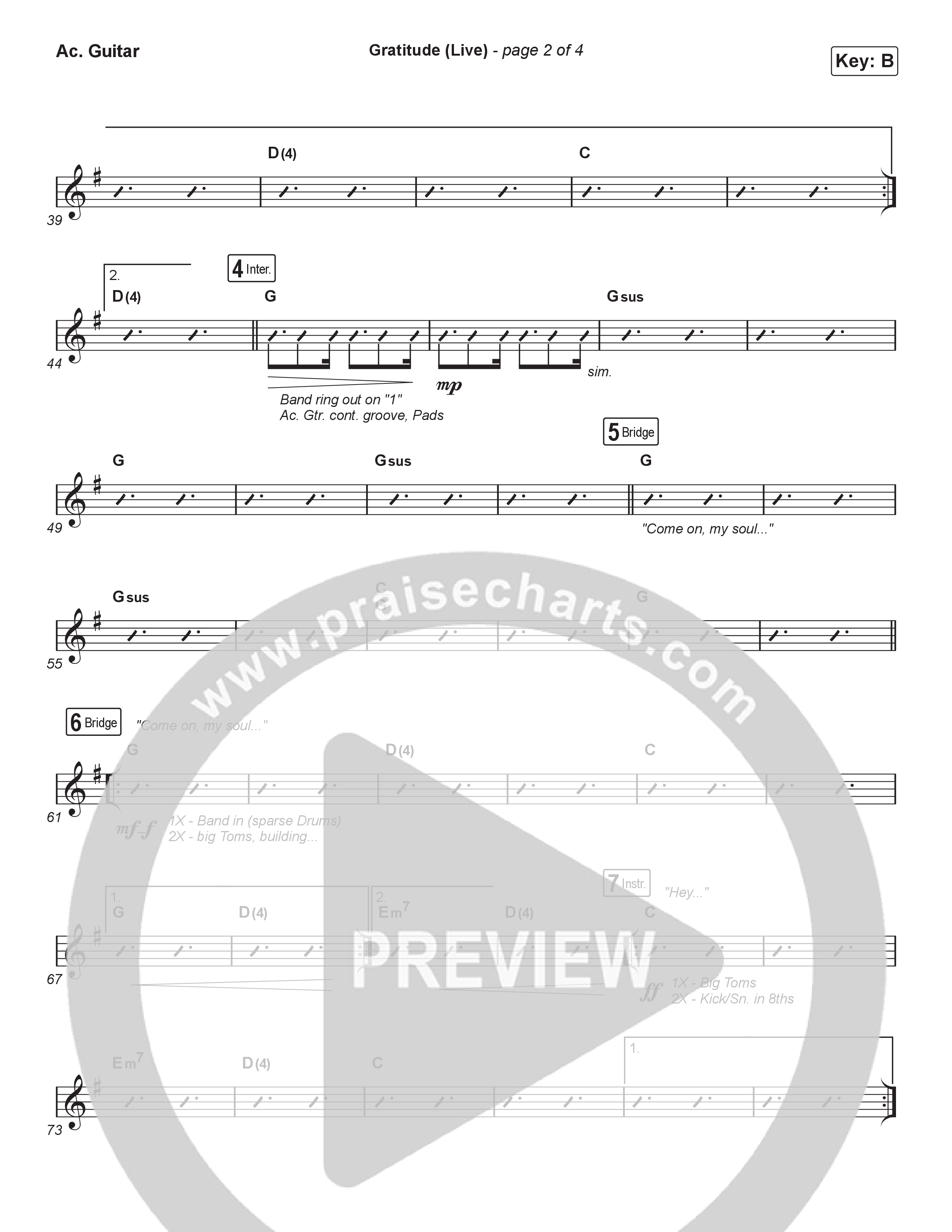 Gratitude (Live) (Choral Anthem SATB) Acoustic Guitar (Brandon Lake / Arr. Luke Gambill)